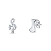 Music Notes Cubic Zirconia Stud Earrings